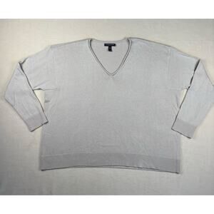 Eileen Fisher Women's Beige Peruvian‎ Organic Cotton blend V Neck Petite Small